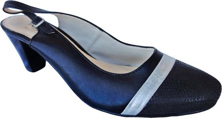 Skórzane sandały czarne obcas 6,5 cm nr 39