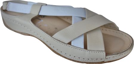 Skórzane sandały biało-beżowe obcas 3 cm nr 37