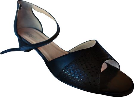 Skórzane sandały Filipczyk czarne obcas 4 cm