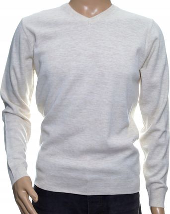Sweter męski gładki wełniany w szpic z wełny XXL