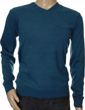 Sweter męski gładki wełniany w szpic z wełny XXL