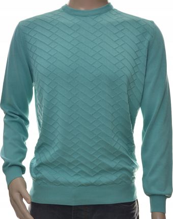 Sweter sweterek męski okrągły pod szyją XL turkus