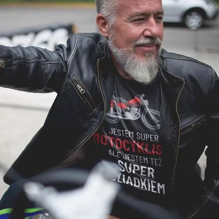 Jestem super motocyklistą, ale jestem też super dziadkiem - męska koszulka z nadrukiem dla dziadka