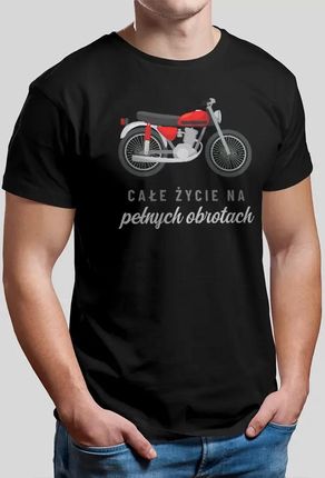 Całe życie na pełnych obrotach - męska koszulka z nadrukiem dla motocyklisty