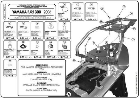 Kappa Stelaż Kufra Centralnego Yamaha Fjr 1300 06-12 Z Płytą Monokey 88819