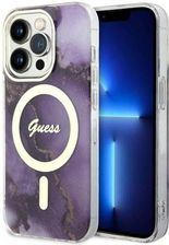 Guess Oryginalne Etui Iphone 14 Pro Hardcase Golden Marble Collection Magsafe Guhmp14Lhtmrsu Fioletowe