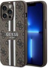 Guess Oryginalne Etui Iphone 13 Pro Hardcase 4G Printed Stripe Magsafe Guhmp13Lp4Rpsw Brązowe