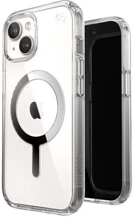 Speck Presidio Perfect Clear Magsafe Etui Iphone 15 14 13 Chrome Finish Serene Silver 150553 3240