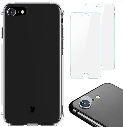 Bizon Etui 2X Szkło Obiektyw Case Clear Pack Do Iphone Se 2022 2020 8 7 Przezroczyste