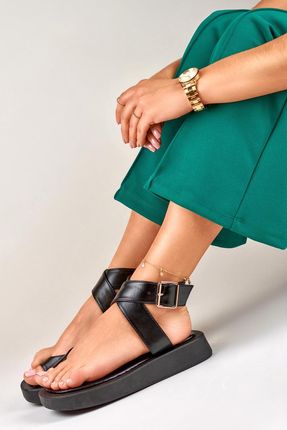 Czarne sandały damskie zapinane na kostce Lisa - 40