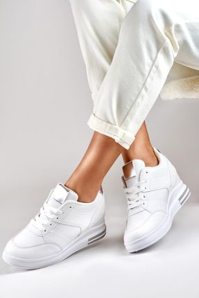Białe sneakersy damskie na koturnie - 41