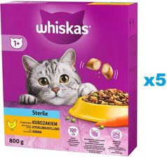 Whiskas Sterile 1+ Chicken Sucha Dla Kotów Z Kurczakiem 5x800g