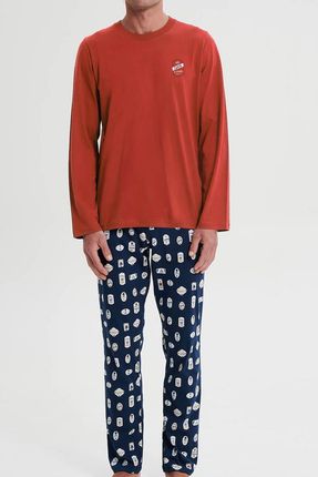 Bawełniana piżama męska VAMP 19675 ruda (M)