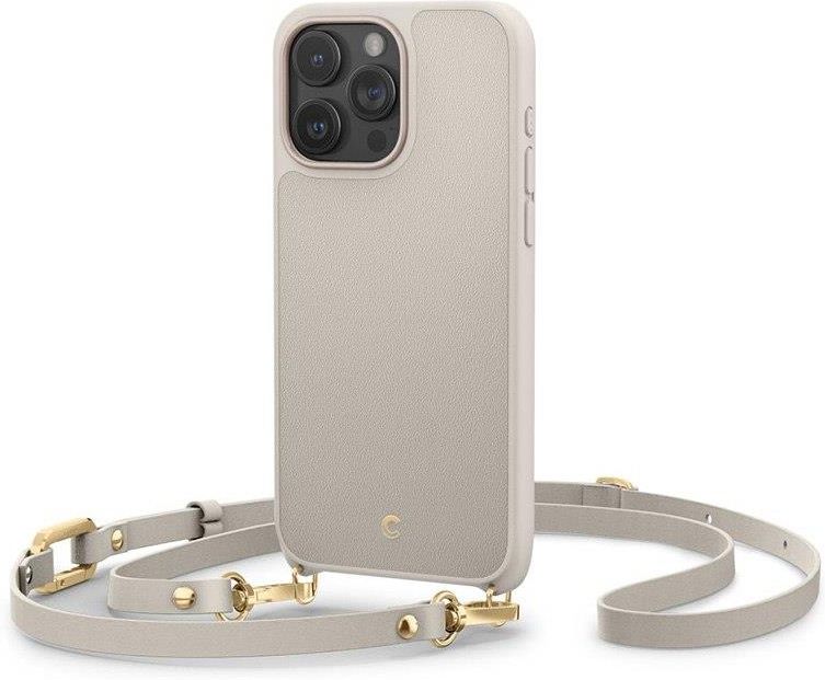 CYRILL Spigen Kajuk Mag Classic Charm Strap – Custodia Per IPhone 16 Pro – Pelle Finta TPU Con Anello Portaciondolo – Crema - 2