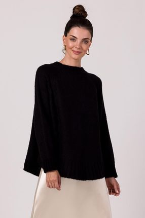 BK105 Sweter z nietoperzowymi rękawami - czarny (kolor czarny, rozmiar uniwersalny)