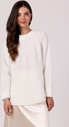 BK105 Sweter z nietoperzowymi rękawami - biały (kolor biały, rozmiar uniwersalny)