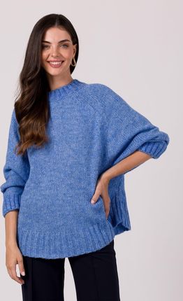 BK105 Sweter z nietoperzowymi rękawami - lazurowy (kolor niebieski, rozmiar uniwersalny)