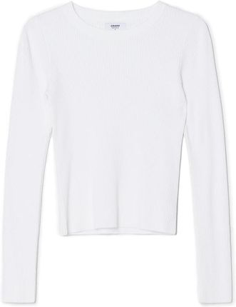 Cropp - Biały sweter w prążki - Biały