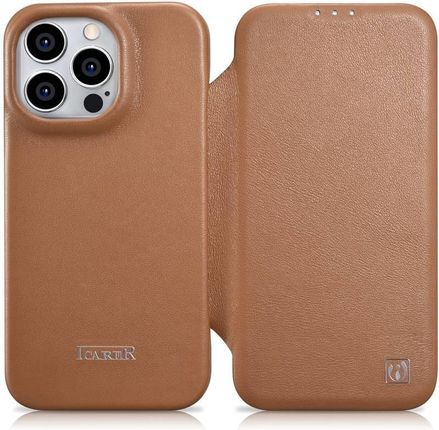 Icarer Ce Premium Leather Folio Case Skórzane Etui Iphone 14 Pro Max Z Klapką Magnetyczne Magsafe Br
