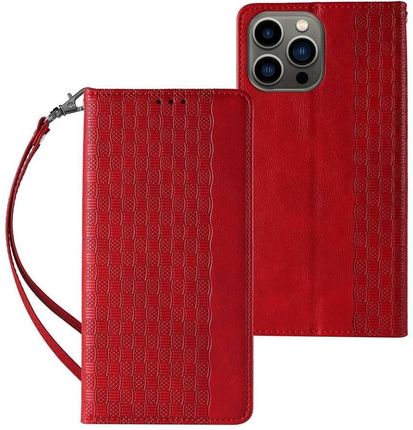 Other Magnet Strap Case Etui Iphone 14 Pokrowiec Z Klapką Portfel Mini Smycz Podstawka Czerwone