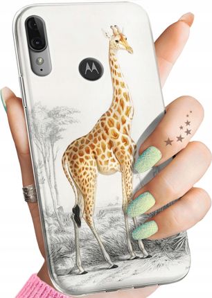 Etui Do Motorola Moto E6 Plus Żyrafa Guma