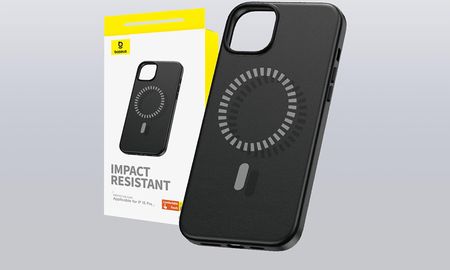 Magnetyczne Etui Na Telefon Iphone 15 Pro Baseus Fauxther Series Czarne - zdjęcie 2