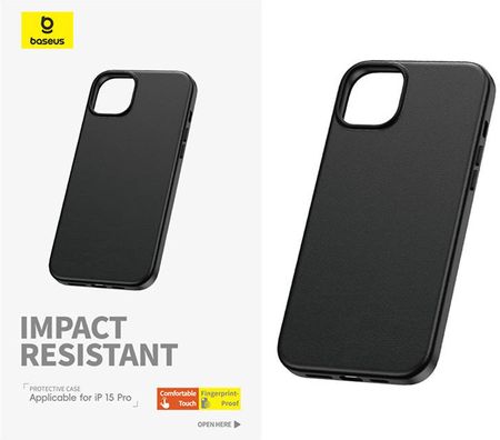 Etui Na Telefon Iphone15 Pro Baseus Fauxther Series Czarny - zdjęcie 2