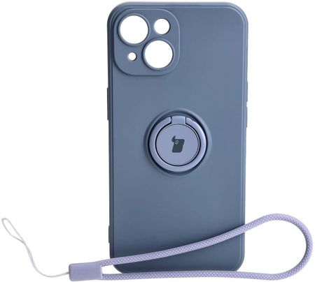 Bizon Etui Case Silicone Ring Sq Do Apple Iphone 15  Szare