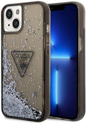 Guess Liquid Glitter Triangle Logo Case Etui Iphone 14 Czarny