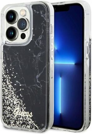 Guess Liquid Glitter Marble Etui Iphone 14 Pro Czarny