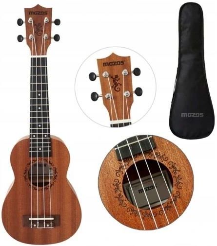 UKULELE SOPRANOWE ZESTAW TUNER DREWNIANE UKULELE DLA DZIECI DOROSŁYCH ...