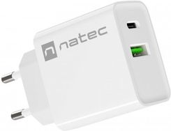 Ładowarka sieciowa Natec Ribera 1x USB-A + 1x USB TYP-C 20W - biała (NUC-2061)
