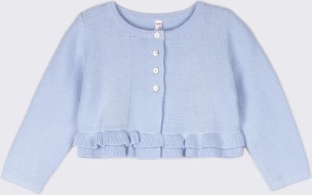 Sweter rozpinany niebieski z falbankami