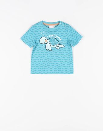 T-shirt z krótkim rękawem niebieski z nadrukiem z morskimi motywami