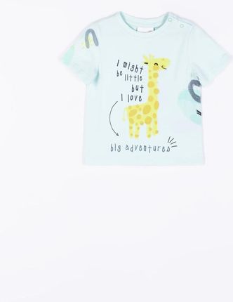 T-shirt z krótkim rękawem w kolorze seledynowym z żyrafą