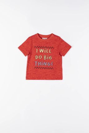 T-shirt z krótkim rękawem czerwony z napisami z przodu