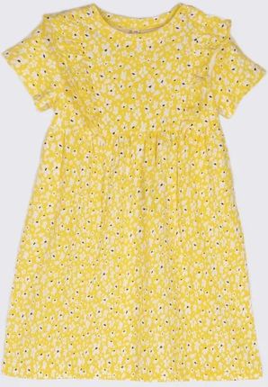 Sukienka dzianinowa żółta w kwiaty