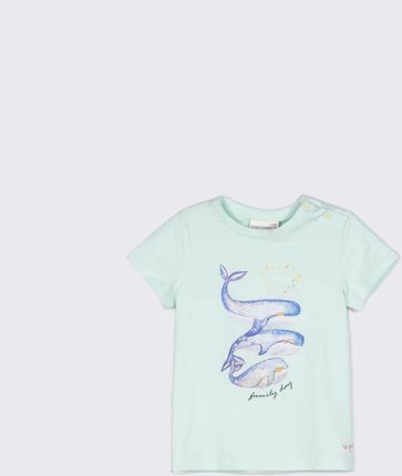 T-shirt z krótkim rękawem seledynowy z wielorybami