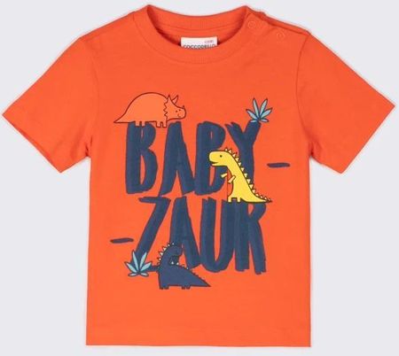 T-shirt z krótkim rękawem pomarańczowy z nadrukiem dinozaurów