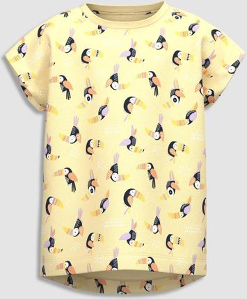T-shirt z krótkim rękawem żółty z wzorem w tukany