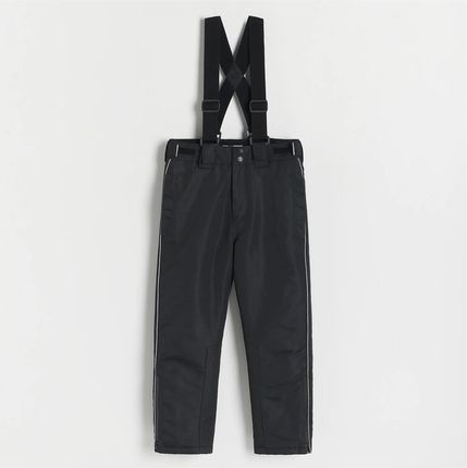 Reserved - Ocieplane spodnie z szelkami - czarny