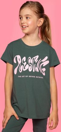 T-shirt z krótkim rękawem zielony z napisami na przodzie