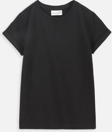 T-shirt z krótkim rękawem czarny gładki