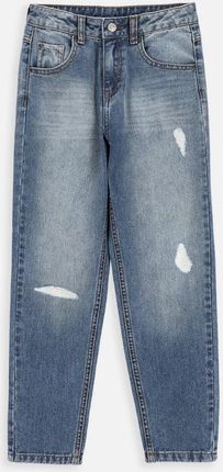 Spodnie jeansowe niebieskie z przetarciami, MOM FIT