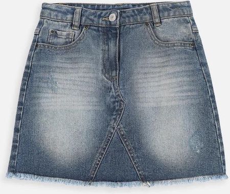 Spódnica jeansowa niebieska z kieszeniami i przetarciami