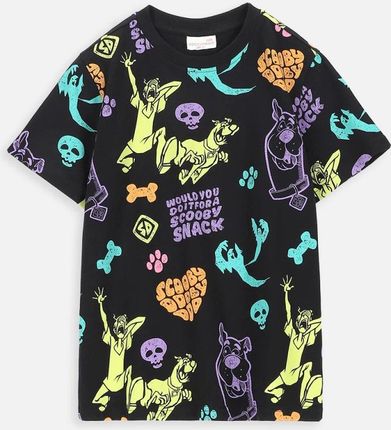 T-shirt z krótkim rękawem czarny z printem, licencja SCOOBY DOO