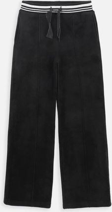 Spodnie dresowe czarne welurowe z szeroką nogawką