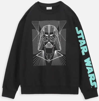 Bluza dresowa czarna z nadrukiem i napisem, licencja STAR WARS