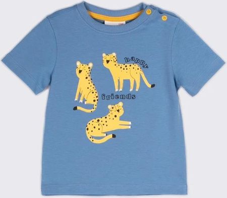 T-shirt z krótkim rękawem niebieski z motywem zwierzęcym
