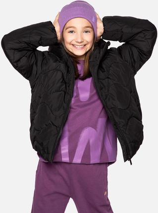Kurtka przejściowa dziewczęca pikowana z polarową podszewką i powłoką DWR